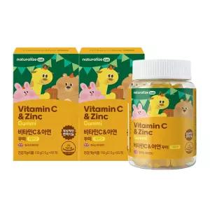 (정품) 네추럴라이즈 비타민C아연 꾸미 어린이 비타민젤리 아기 구미 키즈 영양제 60구미, 2개