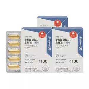 (정품) 6개월 네추럴라이즈 장용성 알티지 오메가3 1100 캐나다산 60캡슐, 3개