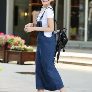 여름 편하고 시원한 캐주얼 진청 데님 롱 멜빵 치마 플리츠스커트 여자슬랙스 쉬폰원피스