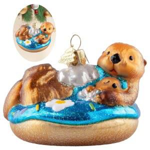 HZYC 크리스마스 트리 장식, 수제 유리 해달 컬렉션 벽걸이 도넛 펜던트 동물 애호가를 위한 장식 휴일 파티 가정 선물