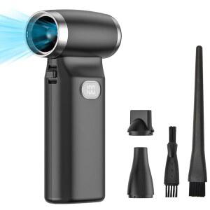 [미국배송] 압축 공기 집진기 전기 고속 6000MAH 충전식 미니 제트 송풍기 기어 조절 가능한 1100RPM 노트북 키보드 자동차용 PC 청소 세트