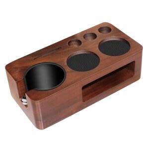 에스프레소 탬핑 스테이션, 다기능 미끄럼 방지 탬퍼 보관에 적합한 스테이션 51-58mm 디스트리뷰터 포타필터, 월넛 홀더, 커피 포타필터 홀더