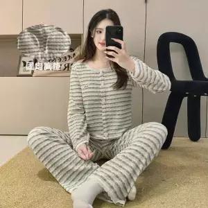 윈터솔져 춘추 겨울 투피스 커플 잠옷세트 패드 잠옷 긴팔 설날 실내복 KUK3