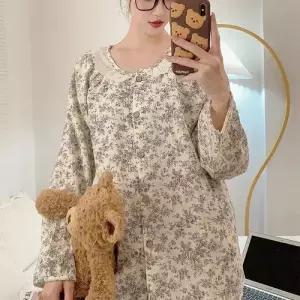 윈터솔져 봄 커플 잠옷세트 오렌지 하트 잠옷 이중 순면 거즈 실내복 KUK1