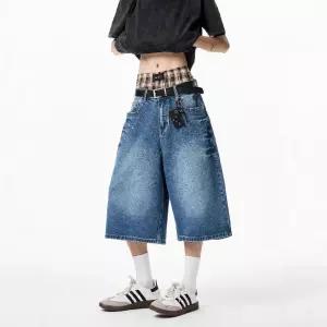 후니오 남자데님반바지 징 데님 반바지 여름 와이드 7부 바지 UNO2