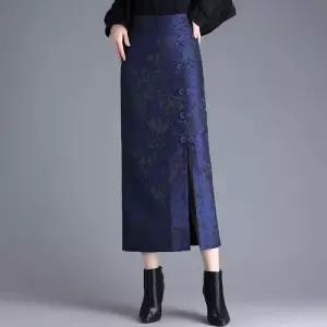 팔콘 스커트 치마 여사친 여자 롱 빈티지 가을 H라인 버클 옆트임 힙업 일자 원턱 KKE3