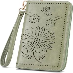 헤이르반 RFID 지갑 여성 대용량 해바라기 손목시계 클러치 여성용 휴대폰