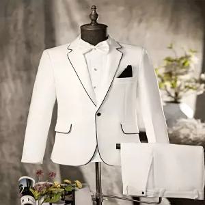남성 화이트 턱시도 수트 웨딩 자켓 공연복 연주복 무대 촬영 합창복 의상 셀프웨딩