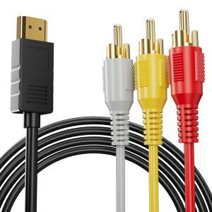 PANPEO HDMI to RCA 컨버터 케이블 (칩 포함) - 1080P HD 컴포지트 비디오 + 오디오 출력 1.5m(5피트) 구형 TV /프로젝터 /DVD 플레이어 /PC /노트북용