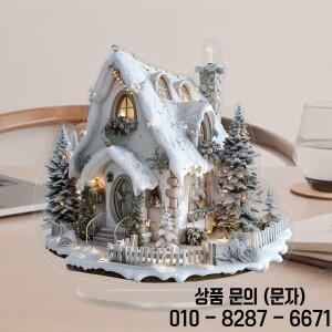 2D 흰색 눈 풍경 크리스마스 하우스 트리 아크릴 장식품 기본 장착 탁상용 홈 오피스 매력적인 축제 선물