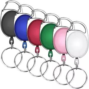 셀리조 6팩 수납식 배지 홀더 ID 카라비너 릴 키 열쇠고리 다양한 색상의