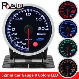 12V 52mm 자동차 계기판 8색 백라이트 부스트 게이지 BAR PSI 수온 RPM 타코미터 오일 온도 EGT 배기 연료