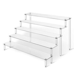 KALYLOC 액션 피규어용 아크릴 라이저 디스플레이 선반 스탠드 쇼케이스 5단 피규어 수집품 장식 내구성 보석 화장품 정리용 장난감 투명 홀더 있는 디저트