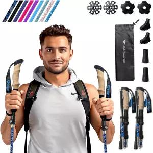 남녀용 워킹 스틱 - 배낭 여행 운동 및 여행을 위한 14.5인치 접이식 하이킹 폴 알루미늄 노르딕 트레킹