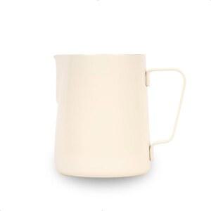 watchget 스테인리스 스틸 우유 거품 피처 12온스 /350ml - 카푸치노용 에스프레소 스팀 피처, 라떼 아트, 커피 머신 액세서리 저그 거품기 컵, 글로시 크림 화이트