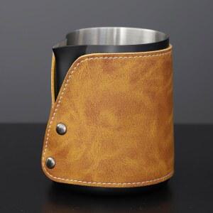 Coosigar 핸들리스 우유 거품 피처 450ml /15온스, 304 스테인리스 스틸 에스프레소 스팀 피처, 거품기 컵, 저그 라떼 아트(블랙)