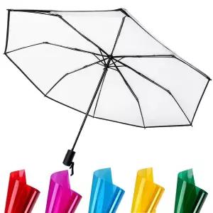 KAKABUBBLE DIY 다채로운 스티커가 있는 투명 우산 선물 세트, 자동 접이식 우산, 결혼식, 생일 및 휴일 선