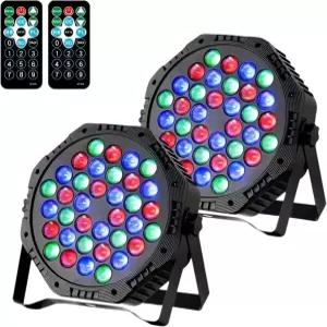 무대 조명 DJ 파티 리모컨 및 DMX 제어가 가능한 36개의 LED 파 라이트 - 2팩 ( )