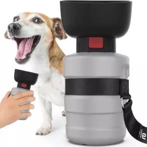 레소츠 개 물병 그릇이 있는 휴대용 정수기 누수 방지 애완동물 여행용 스퀴즈 병 야외 산책 하이킹 캠핑을