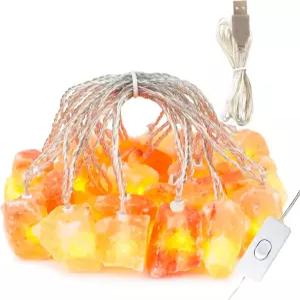 히합 히말라야 소금 끈 조명 스위치 20개의 천연 블록 LED USB 인터페이스로 집 침실 벽난로 (를 꾸미기에