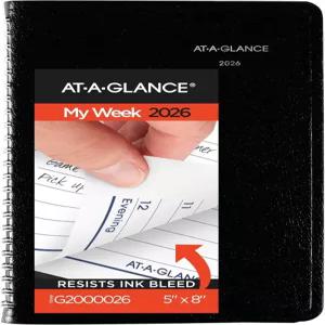 AT-A-GLANCE 2026 예약 북 플래너 주간 5인치 x 8인치 소형 데이마인드 블랙 (G2000026)