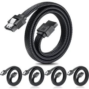 ElectOP SATA III 케이블 6Gbps 스트레이트 HDD SDD 데이터 SSD CD 드라이버 라이터(20인치 블랙 5팩)를