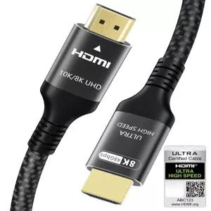 인증된 10K 8K HDMI 2.1 케이블 10피트 48Gbps 초고속 HDMI 코드 이더넷 CEC 4K 240Hz 165Hz 144Hz 120Hz