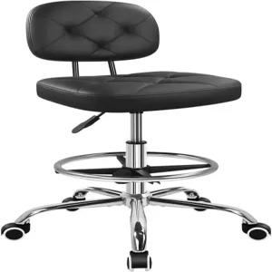 등받이 롤링 스툴이 있는 KKTONER 제도 의자 바퀴 조절 가능한 풋레스트 회전 높이 사무실 상점 카운터