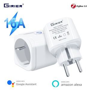 GIRIER ZigBee 스마트 전원 플러그 16A 무선 원격 제어 에너지 모니터 소켓 콘센트는 홈 어시스턴트를 지원