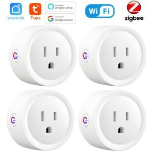 Tuya WIFI / Zigbee US 소켓 스마트 플러그 10A/16A/20A 라이프 원격 음성 제어 타이밍 콘센트 Google 홈 A