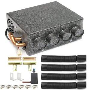 Evargc 범용 12V 듀얼 송풍기 아이언 컴팩트 히터 4 벤트 스피드 스위치 캡 보조 어셈블리 윈드스크린 디미스터 해동