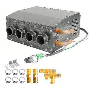 Evargc 12V 컴팩트 디자인 하이드로닉 히터 어셈블리 장착 가능한 스위치 4개의 전면 통풍구 3단 스피드 팬 80 CFM 공기 흐름 8500 BTU 열 자동차 트럭 보트 RV UTV용