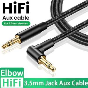 3.5mm 잭 오디오 케이블 90도 팔꿈치 남성 스트레이트 Aux HiFi 삼성호환 S20 자동차 헤드폰 MP3/4 코드 와