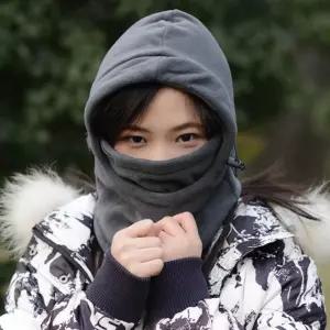 야외 작업용 방한 넥워머 남녀공용 후드 모자 일체형 그레이 방한마스크