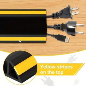 1PC 1m/39.37inch 바닥 코드 커버 자체 접착 보호기 연장 배선 덕트 케이블 컨실러 관리