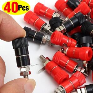 10/40피스 JS-910B 터미널 와이어 커넥터 바인딩 포스트 4mm 바나나 플러그 잭 소켓 마운터 스피커 오디오