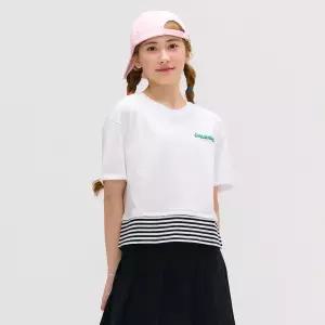 오션스카이 2color여아 스트라이프 배색 레이어드 반팔 T-shirt - 멀티 JSET_DBJG5873D 937295