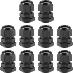 uxcell M20x1.5 케이블 글랜드 6mm-12mm 와이어 홀 방수 나일론 조인트 조절 가능한 잠금장치(워셔 블랙