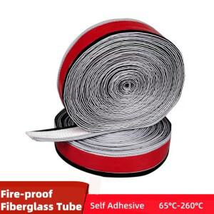 자체 접착 고온 방지 유리 섬유 튜브 실리콘 수지 코팅 땋은 내화 슬리브 케이싱 파이프