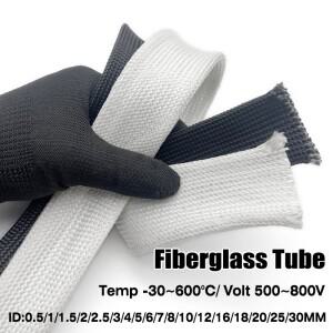 1/3/5M 유리 섬유 튜브 ID 0.5mm ~ 30mm 케이블 슬리브  화학 와이어 랩 보호기 절연 고온 파이프