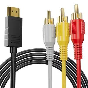 PANPEO HDMI-RCA 컨버터 케이블(칩 포함) - 1080P HD HDMI-복합 비디오 + 오디오 출력 5피트(1.5m) 구형