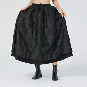 EAMT 여성용 치마 플라워 쉬폰 루즈핏 봄가을 빅사이즈 엠보 EUNG1