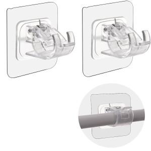 자체 접착 커튼 커튼 봉 브래킷 드릴 후크 홀더 없음  주방 욕실 용 플라스틱  2 개