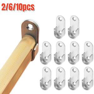 2/6/10개 두꺼운 옷장 봉 브래킷 타원형 옷걸이 홀더 튜브 지지대 가정용 수납 정리함