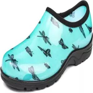 여성용 DKSUKO 방수 가든 슈즈 아웃도어 슬립온 레인 부츠 짧은 발목 작업화와 컴포트 깔창이 있는 클로그