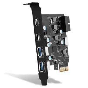[미국배송] YEELIYA 6포트 USB PCIE 카드 PCI EXPRESS TO TYPE C(2) TYPE-A 2 확장 카드(내부 19핀 커넥터 포함) /TYPE E A 키 전면 패널 어댑터 데스크톱 PC 지원 창 /11 /10 / 및 LINUX