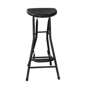 시준루 블랙 접이식 바 스툴, 손잡이가 있는 하트 모양 카운터 높이 캠핑 주방용 의자, 적재물 250파운드, 1팩