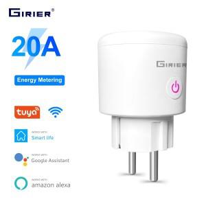 20A Tuya Wifi 스마트 플러그 EU 전원 모니터 기능 포함 Smart Life App 원격 제어 소켓 콘센트는 Alexa Go