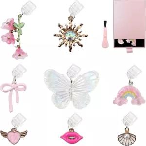 ELZO 8개입 더스트 플러그 참 킨들용 휴대폰과 호환되는 USB C 타입 포트 커버 보호 장식 및 클리닝 브러시