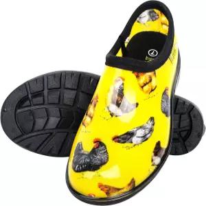 여성용 Kprm 플랫 가든 슈즈 방수 슬립온 고무 레인 가드닝 클로그 컴포트 깔창 포함